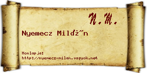 Nyemecz Milán névjegykártya