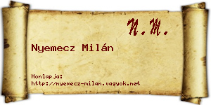 Nyemecz Milán névjegykártya